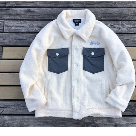 Stussy logo fleece in white size large - Picture 2 of 8